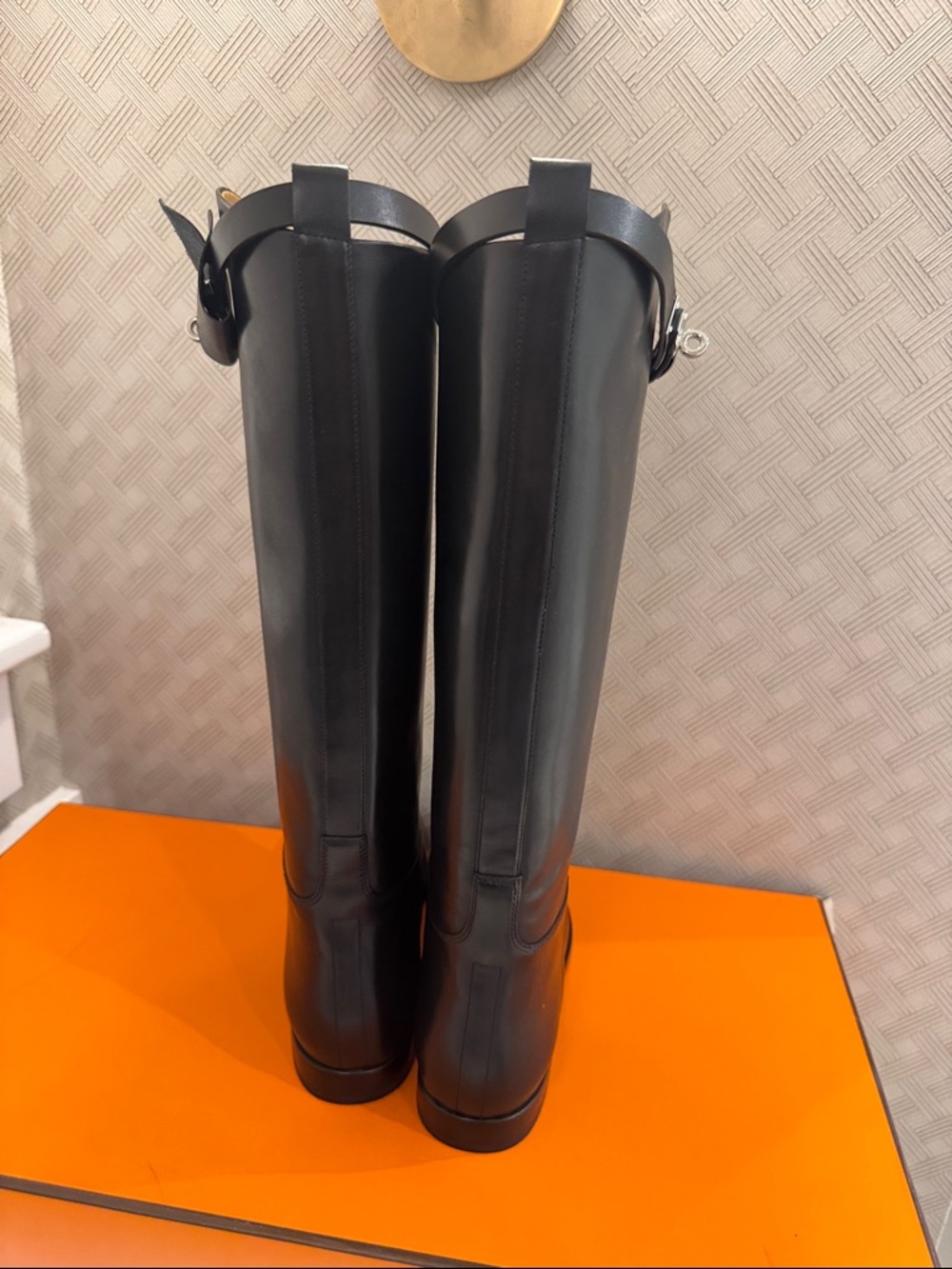 Classic Black Leather Riding/Jumping Boots with Silver Buckle size 41 US 11 - Picture 6 of 16